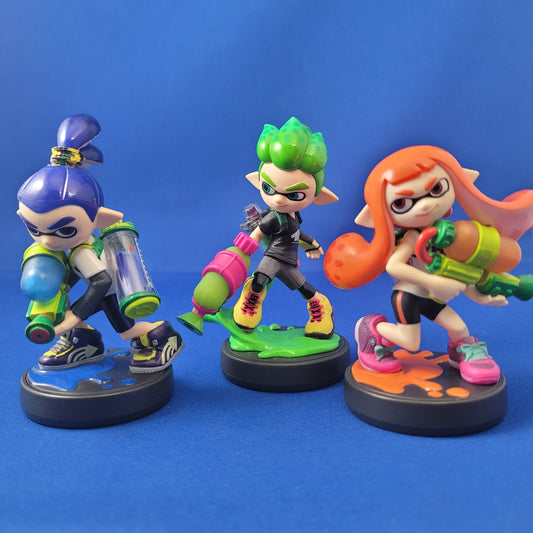 Nintendo Amiibo - Lot of 3 Splatoon Inklings - Blue Green Orange